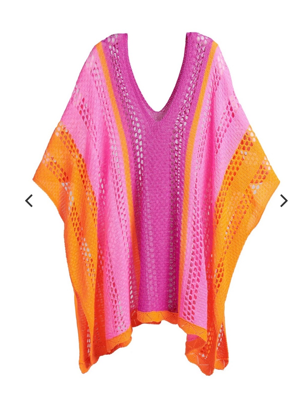 🔘Shiraleah “Lauren” Pink & Orange Striped Crochet Swim Coverup